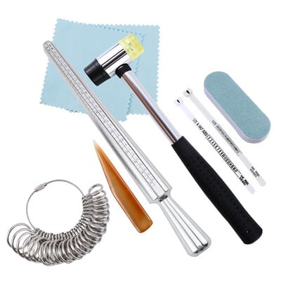 US UK Ring Sizer Measuring Tool Set Αλουμινένιο Ring Sizer Mandrel with Finger Gauges Μεταλλικό Σετ εργαλείων δαχτυλιδιού Sizer για την κατασκευή κοσμημάτων DIY