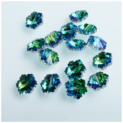 AB Έγχρωμες χάντρες σε σχήμα νιφάδας χιονιού 14mm Κρυστάλλινες χάντρες από γυαλί για DIY βραχιόλι κολιέ Χειροποίητο αξεσουάρ κεντήματος Χαλαρές χάντρες