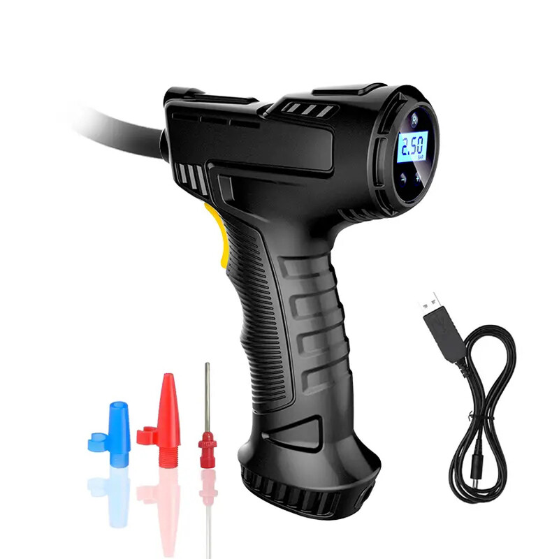 1 set pumpe za napuhavanje montirane na automobilu, ručni pametni kućni automobil, motocikl, prijenosna pumpa za napuhavanje guma, crna prijenosna