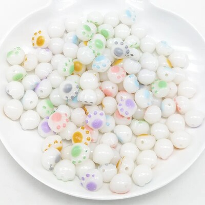 20 buc. margele acrilice labe de pisică Kawaii de 11 mm margele distanțiere cu gheare de desene animate pentru realizarea de bijuterii, colier, accesoriu de artizanat lucrat manual