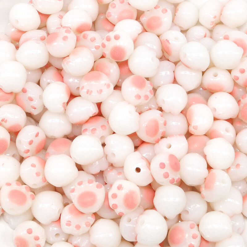 20 buc. margele acrilice labe de pisică Kawaii de 11 mm margele distanțiere cu gheare de desene animate pentru realizarea de bijuterii, colier, accesoriu de artizanat lucrat manual