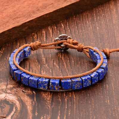 Nové etnické štýlové viacfarebné náramky z prírodných drahokamov z kože, tibetské cigánske korálkové nastaviteľné náramky pre ženy a mužov, párty šperky