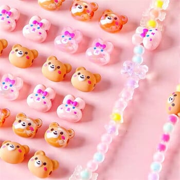 5 τμχ AB Color Acrylic Cartoon Bear Rabbit Beads Stars Resin Loose Beads For DIY Making Βραχιόλι Μπρελόκ Αξεσουάρ μπρελόκ