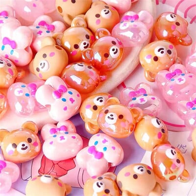 5 τμχ AB Color Acrylic Cartoon Bear Rabbit Beads Stars Resin Loose Beads For DIY Making Βραχιόλι Μπρελόκ Αξεσουάρ μπρελόκ