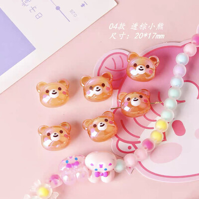 5 buc. Mărgele acrilice de culoare AB, urs, iepure, stele, mărgele libere din rășină, pentru fabricarea bricolajului, bratari, breloc, accesorii pentru breloc