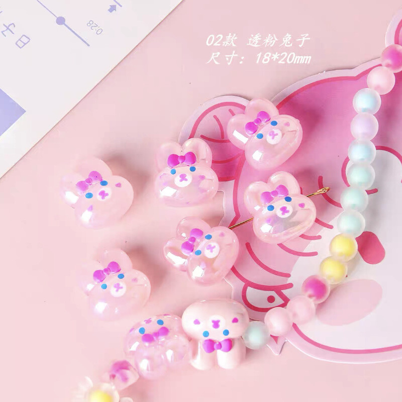 5 buc. Mărgele acrilice de culoare AB, urs, iepure, stele, mărgele libere din rășină, pentru fabricarea bricolajului, bratari, breloc, accesorii pentru breloc