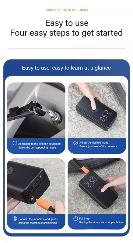 Pompă de aer pentru mașină reîncărcabilă LEIBOO, portabil, compresor automat pentru pneuri, pentru motocicletă, bicicletă, baschet, gonflabil