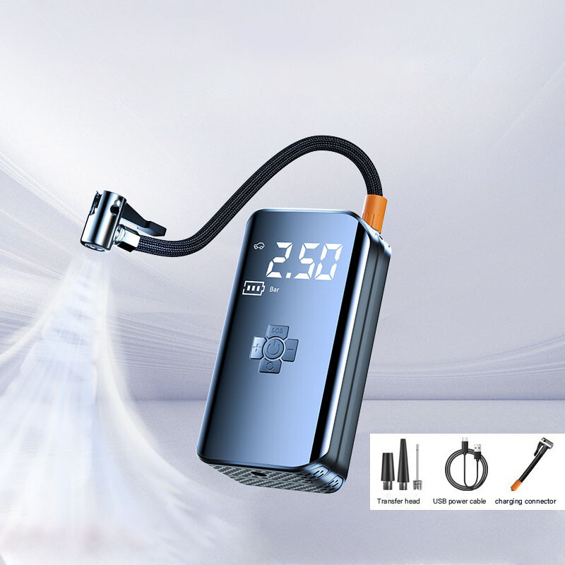 Pompă de aer pentru mașină reîncărcabilă LEIBOO, portabil, compresor automat pentru pneuri, pentru motocicletă, bicicletă, baschet, gonflabil