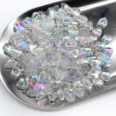 100 bucăți 8 mm transparente AB Charms în formă de inimă margele acrilice margele distanțare libere pentru realizarea de bijuterii brățară manuală