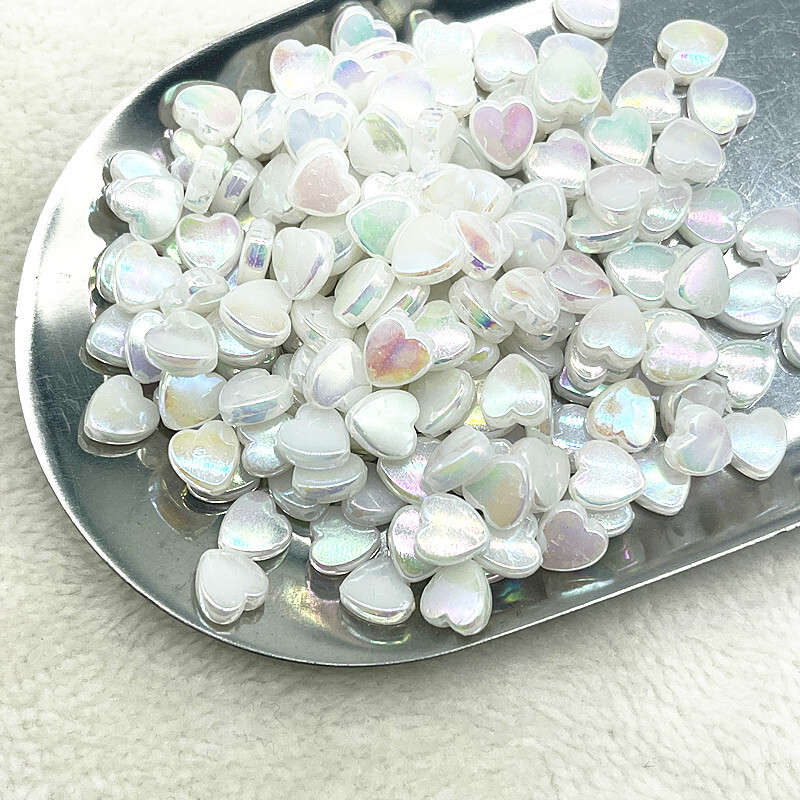 100 bucăți 8 mm transparente AB Charms în formă de inimă margele acrilice margele distanțare libere pentru realizarea de bijuterii brățară manuală