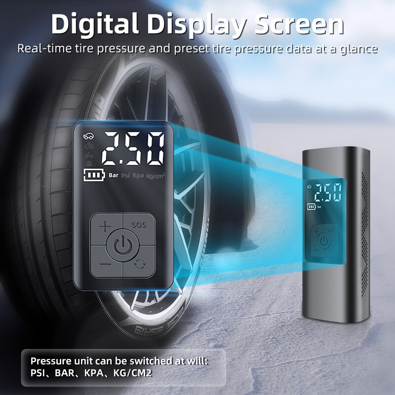 Vtopek Mini vezeték nélküli autós légkompresszor légszivattyú autóhoz, motorkerékpárhoz, golyókhoz, gumiabroncsnyomás-figyelőhöz, SOS mentési fénykijelzőhöz