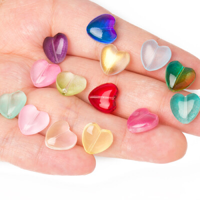 20 τμχ Love Heart Lampwork Γυάλινες Χάντρες Πολύχρωμες Τσέχικες Κρυστάλλινες Χαλαρές Χάντρες για Κατασκευή κοσμημάτων Χειροποίητα DIY Beacelets Αξεσουάρ