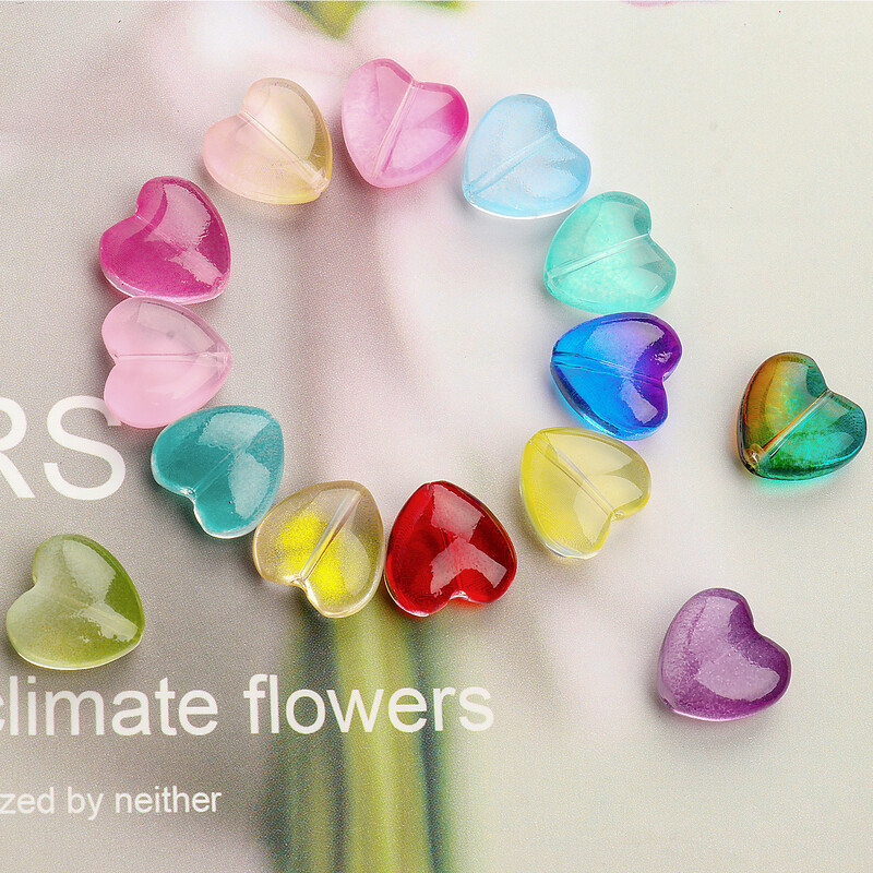 20vnt Love Heart Lampwork Stikliniai karoliukai Daugiaspalviai Čekijos krištoliniai palaidi karoliukai papuošalams Rankų darbo „Pasidaryk pats“ papuošalų aksesuarai