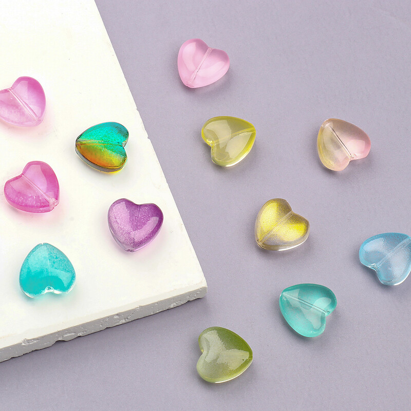 20vnt Love Heart Lampwork Stikliniai karoliukai Daugiaspalviai Čekijos krištoliniai palaidi karoliukai papuošalams Rankų darbo „Pasidaryk pats“ papuošalų aksesuarai