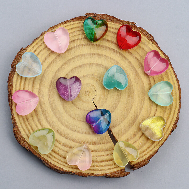 20vnt Love Heart Lampwork Stikliniai karoliukai Daugiaspalviai Čekijos krištoliniai palaidi karoliukai papuošalams Rankų darbo „Pasidaryk pats“ papuošalų aksesuarai