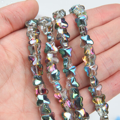 30 de bucăți 7,5*10 mm margele de sticlă fluture margele septale pentru realizarea de bijuterii brățări DIY AB culoare pandantiv accesorii cu ridicata