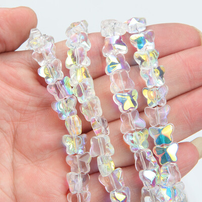 30 de bucăți 7,5*10 mm margele de sticlă fluture margele septale pentru realizarea de bijuterii brățări DIY AB culoare pandantiv accesorii cu ridicata