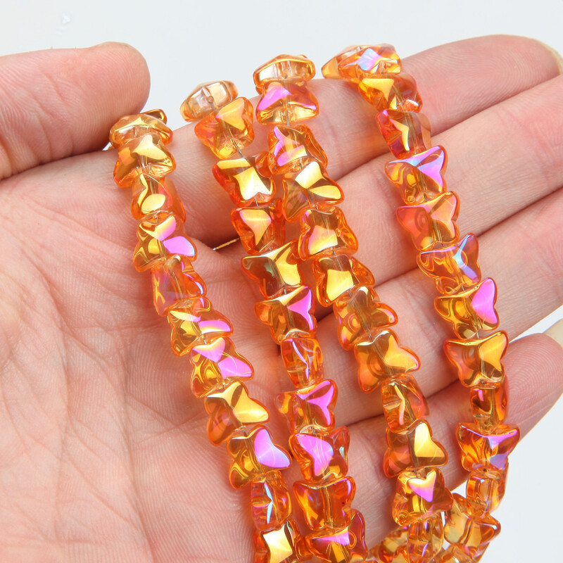 30 de bucăți 7,5*10 mm margele de sticlă fluture margele septale pentru realizarea de bijuterii brățări DIY AB culoare pandantiv accesorii cu ridicata