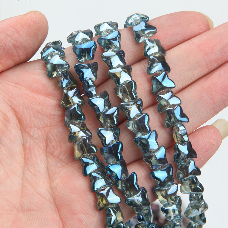 30 de bucăți 7,5*10 mm margele de sticlă fluture margele septale pentru realizarea de bijuterii brățări DIY AB culoare pandantiv accesorii cu ridicata