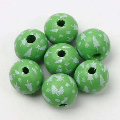 10 buc. margele rotunde din lemn de 16 mm, brad de Crăciun, mărgele din lemn, fulgi de nea, pentru realizarea decorului de Crăciun, accesorii de bijuterii.