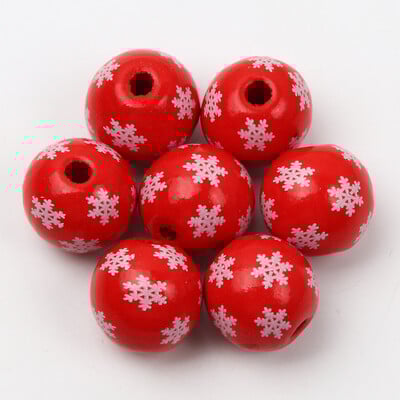 10 buc. margele rotunde din lemn de 16 mm, brad de Crăciun, mărgele din lemn, fulgi de nea, pentru realizarea decorului de Crăciun, accesorii de bijuterii.