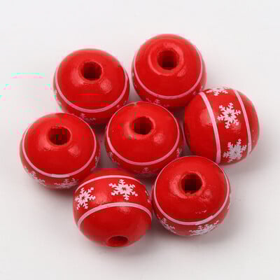 10 buc. margele rotunde din lemn de 16 mm, brad de Crăciun, mărgele din lemn, fulgi de nea, pentru realizarea decorului de Crăciun, accesorii de bijuterii.