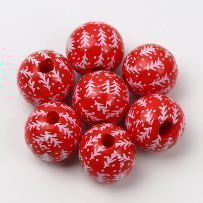 10 buc. margele rotunde din lemn de 16 mm, brad de Crăciun, mărgele din lemn, fulgi de nea, pentru realizarea decorului de Crăciun, accesorii de bijuterii.