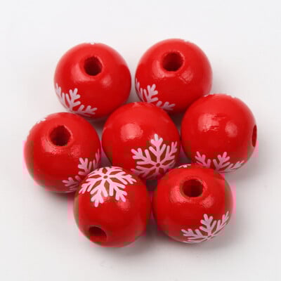 10 buc. margele rotunde din lemn de 16 mm, brad de Crăciun, mărgele din lemn, fulgi de nea, pentru realizarea decorului de Crăciun, accesorii de bijuterii.