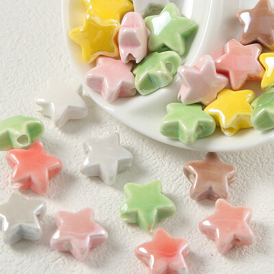 Mărgele în formă de stea de mare în formă de inimă de culori mixte, margele ceramice DIY, bijuterii lucrate manual