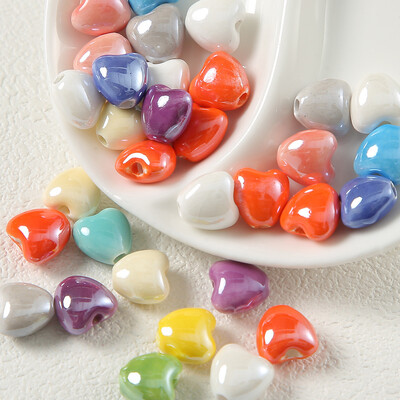 Mărgele în formă de stea de mare în formă de inimă de culori mixte, margele ceramice DIY, bijuterii lucrate manual