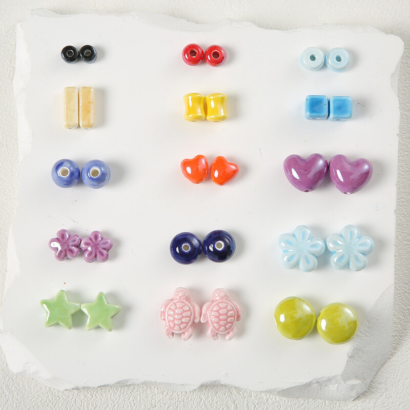 Mărgele în formă de stea de mare în formă de inimă de culori mixte, margele ceramice DIY, bijuterii lucrate manual