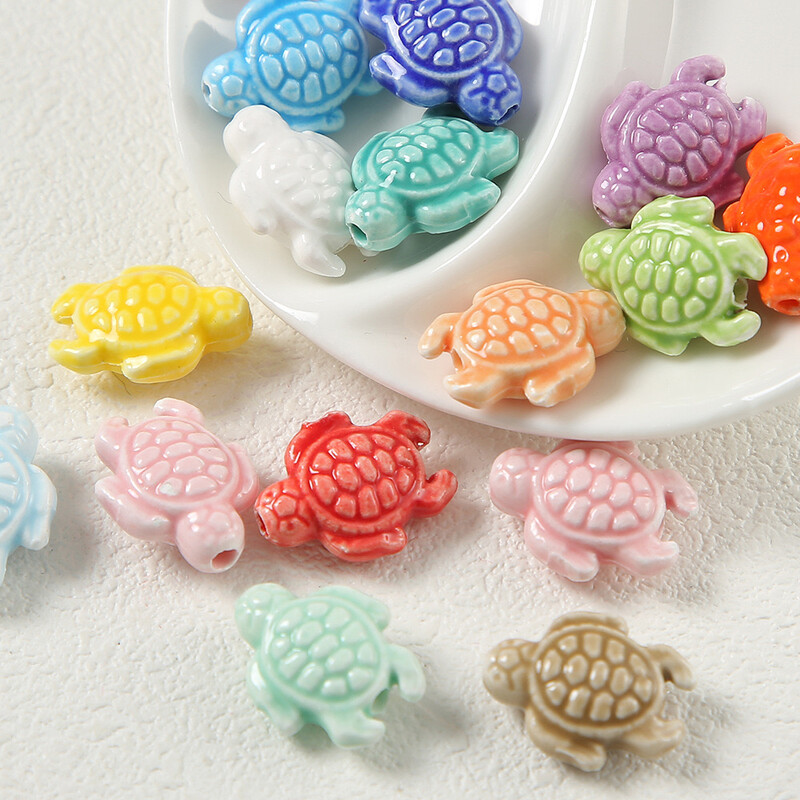 Mărgele în formă de stea de mare în formă de inimă de culori mixte, margele ceramice DIY, bijuterii lucrate manual