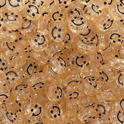 100 vnt permatomas šypsenos akrilo karoliukas 10 mm spalvų tarpiklio karoliukas, skirtas vaikams papuošalų gamybai, apyrankių karolių priedai.