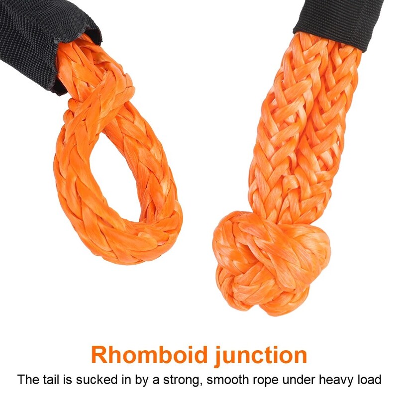 Sintetinio pluošto minkštas apkabas, skirtas transporto priemonės atstatymui bekelėje Vilkimo lynai Automobilio priekabos traukimo lynas su apsaugine mova 38000 Lbs