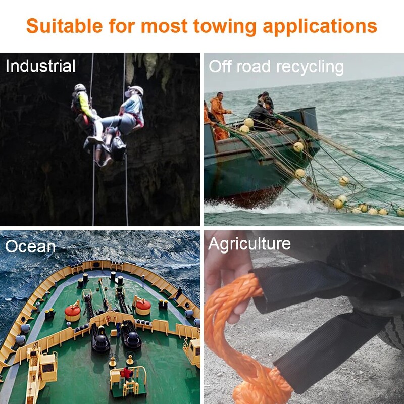 Sintetinio pluošto minkštas apkabas, skirtas transporto priemonės atstatymui bekelėje Vilkimo lynai Automobilio priekabos traukimo lynas su apsaugine mova 38000 Lbs