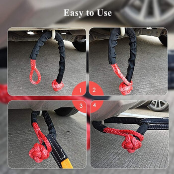 41000lbs Soft Shackle Synthetic Rope Heavy Duty Offroad 4X4 Tow Shackle Strap με προστατευτικό μανίκι για Jeep Truck SUV