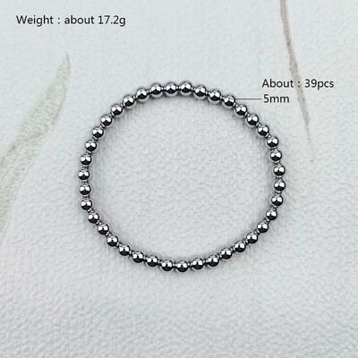 Divatos ékszerek, nem fakuló vízálló fémgolyók többféle modell minőségi sima tömör gyöngyök elasztikus rozsdamentes acél karkötők