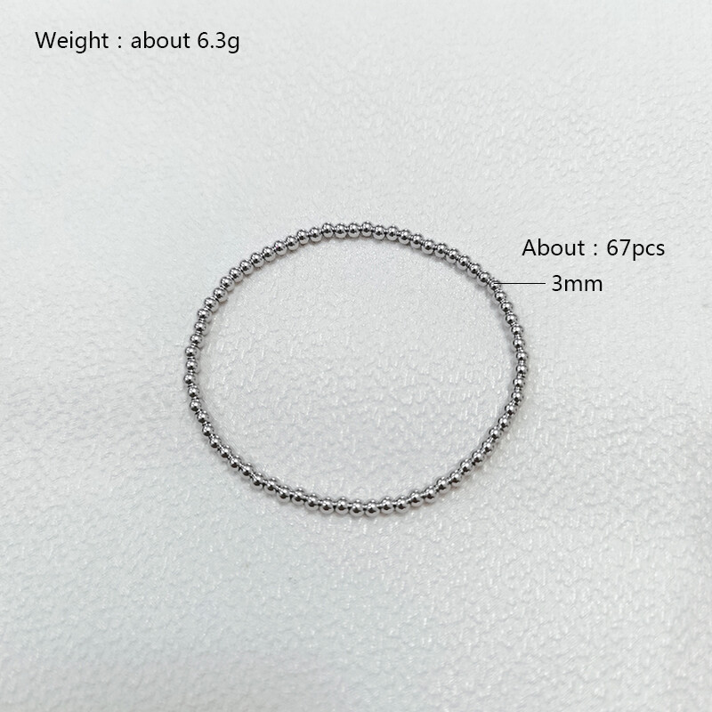 Divatos ékszerek, nem fakuló vízálló fémgolyók többféle modell minőségi sima tömör gyöngyök elasztikus rozsdamentes acél karkötők