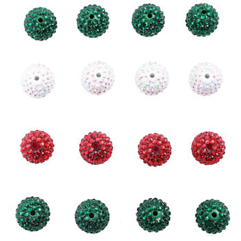 iYOE 20mm 5 τμχ Κόκκινο Πράσινο Λευκό Rhinestone Ball Spacer Ρητίνη χάντρες για κοσμήματα Κατασκευή Χριστουγεννιάτικων & Χριστουγεννιάτικων Σκουλαρίκια Αξεσουάρ κολιέ