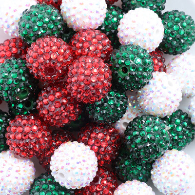 iYOE 20mm 5 τμχ Κόκκινο Πράσινο Λευκό Rhinestone Ball Spacer Ρητίνη χάντρες για κοσμήματα Κατασκευή Χριστουγεννιάτικων & Χριστουγεννιάτικων Σκουλαρίκια Αξεσουάρ κολιέ
