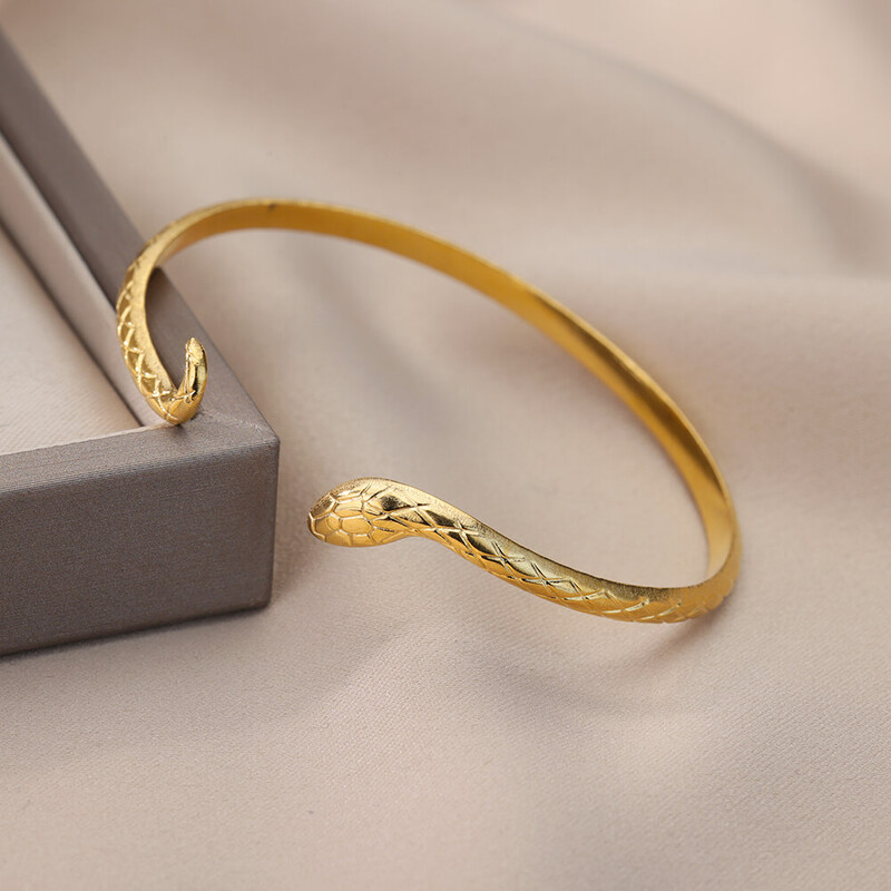 Náramok s hadom pre ženy, otváranie z nehrdzavejúcej ocele, pozlátený otvárací náramok s motívom zvierat, estetické šperky, ženské pulseras mujer