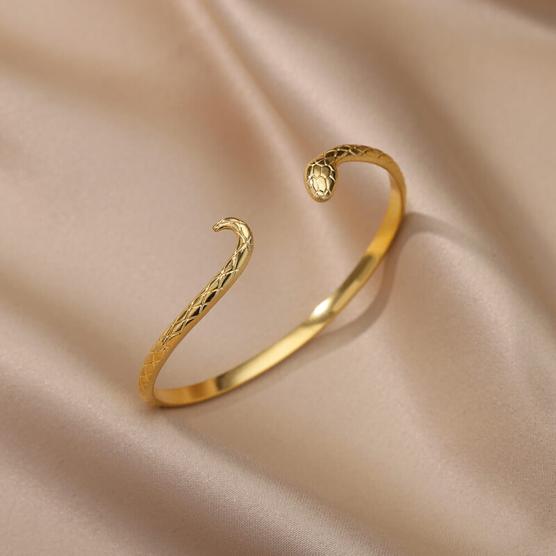 Náramok s hadom pre ženy, otváranie z nehrdzavejúcej ocele, pozlátený otvárací náramok s motívom zvierat, estetické šperky, ženské pulseras mujer