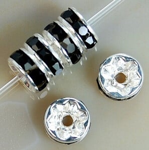 100 ks 4/6/8/10 mm kovové krištáľové korálky s kamienkami Rondelle Spacer korálky na výrobu šperkov, náramok, náhrdelník, DIY príslušenstvo