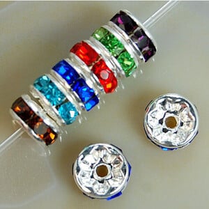 100 ks 4/6/8/10 mm kovové krištáľové korálky s kamienkami Rondelle Spacer korálky na výrobu šperkov, náramok, náhrdelník, DIY príslušenstvo