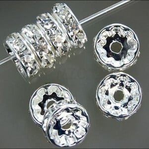 100 ks 4/6/8/10 mm kovové krištáľové korálky s kamienkami Rondelle Spacer korálky na výrobu šperkov, náramok, náhrdelník, DIY príslušenstvo