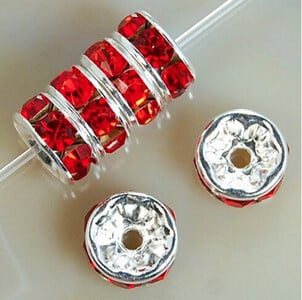 100 ks 4/6/8/10 mm kovové krištáľové korálky s kamienkami Rondelle Spacer korálky na výrobu šperkov, náramok, náhrdelník, DIY príslušenstvo