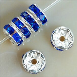 100 ks 4/6/8/10 mm kovové krištáľové korálky s kamienkami Rondelle Spacer korálky na výrobu šperkov, náramok, náhrdelník, DIY príslušenstvo