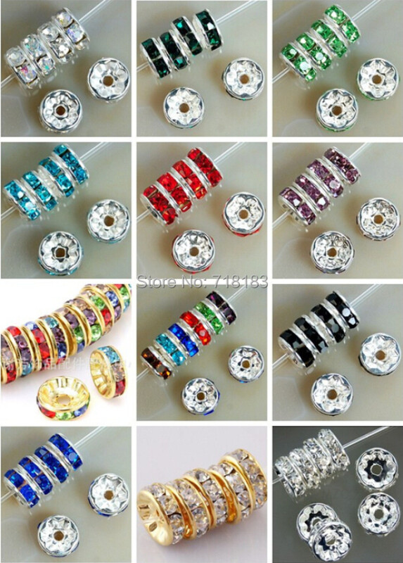100 ks 4/6/8/10 mm kovové krištáľové korálky s kamienkami Rondelle Spacer korálky na výrobu šperkov, náramok, náhrdelník, DIY príslušenstvo