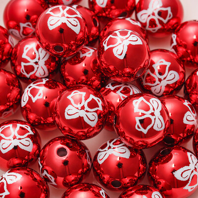 16 mm 10 buc. Mărgele acrilice de Crăciun de culoare UV mare imprimare mărgele de clopot cu fulgi de zăpadă pentru pomul de Crăciun pentru realizarea de cercei de colier în stil de Crăciun