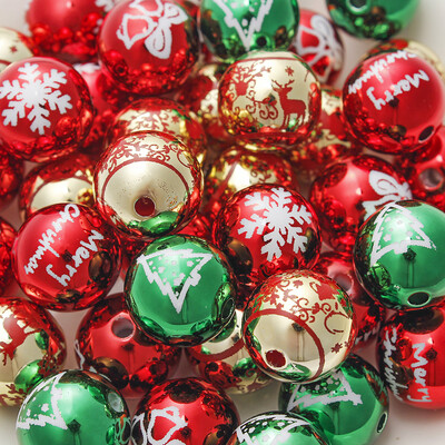 16 mm 10 buc. Mărgele acrilice de Crăciun de culoare UV mare imprimare mărgele de clopot cu fulgi de zăpadă pentru pomul de Crăciun pentru realizarea de cercei de colier în stil de Crăciun